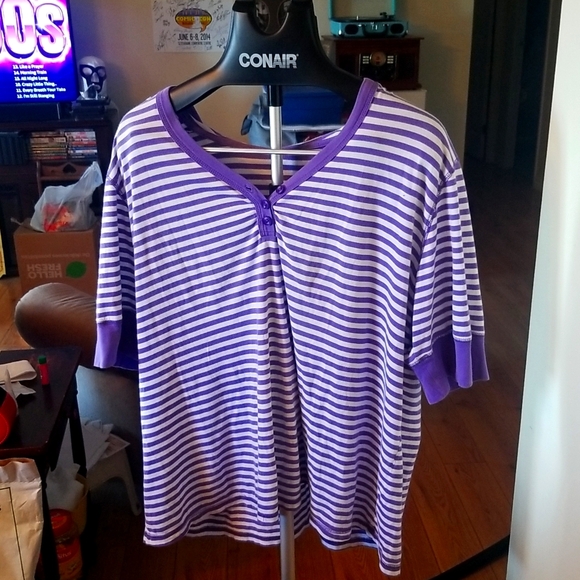 Striped Purple & White Hoody Top 2XL - Picture 1 of 7